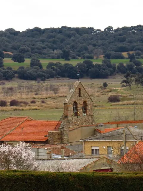Iglesia de Santo Tomás de Santa Eulalia de Tábara entre los tejados del pueblo